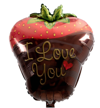 Folienballon - Schoko Erdbeere, I love you - ø 46cm